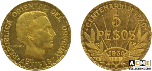 Essai 5 pesos 1930 or. Bazor