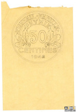 Dessin revers 50 centimes 1942. Bazor