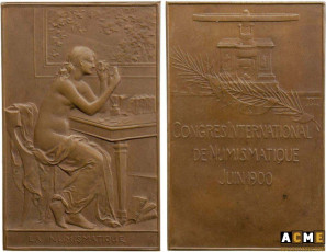 Daniel Dupuis. La Numismatique, médaille du congres international de numismatique, juin 1900.