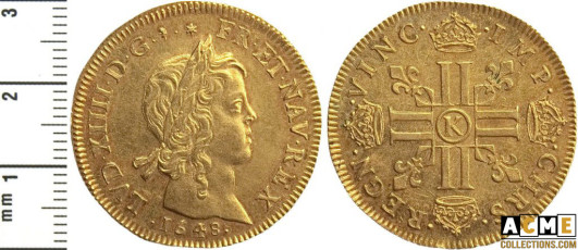 Louis XIV. Louis d'or à la méche longue, 1648 K