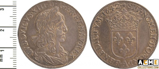 1/2 Écu au buste drapé de Louis XIII 1642 A