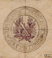 Projet de revers pour la pièce de 10 centimes 1848. Albert Barre.