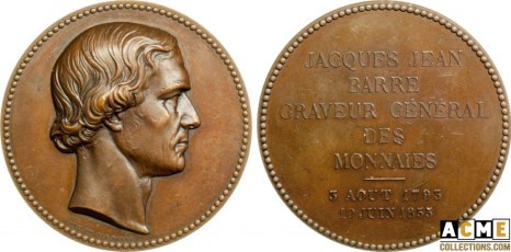 Médaille de  Jacques-Jean Barre par Auguste et Albert Barre. 1855.