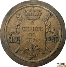 Charte de 1830, projet pour la pièce de 5 centimes par Tiolier.