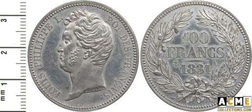 Essai concours de 1831 en étain de la pièce de 100 francs.