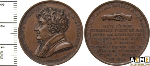 Médaille en bronze du peintre Jean-Baptiste Regnault.